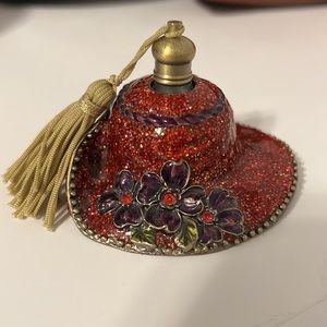 Vintage Spoontiques Pewter and Sparkling Red Perfume Bottle